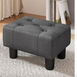 LUE BONA Small Tufted Foot Stool, Fabric Foot Stools Ottoman with Plastic Legs, 9''H, Rectangle(K018)