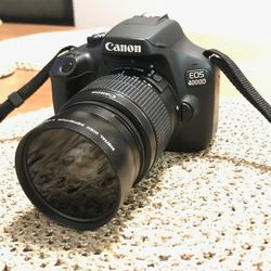 Canon Eos 4000D DSLR + Efs 18-55mm + Digital High Definition Super Wide Angle Lens With Macro Japan Optics 58mm