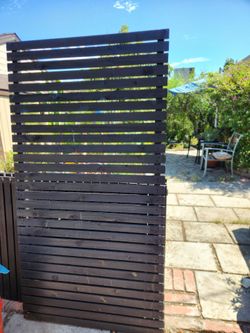 Dark Wood Slatted Outdoor Privacy Screen Panels (4)
