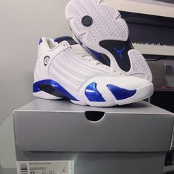 Jordan 14 Retro White Hyper Royal Size 9 Brand New 