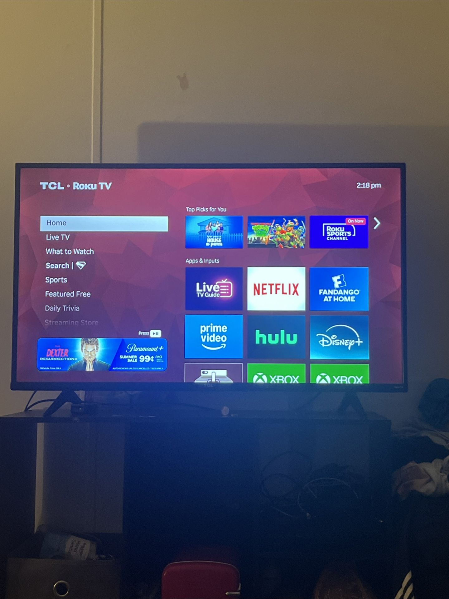 45” Inch TCL/roku Tv
