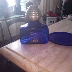 Vintage Hand Blown Blue Glass Set