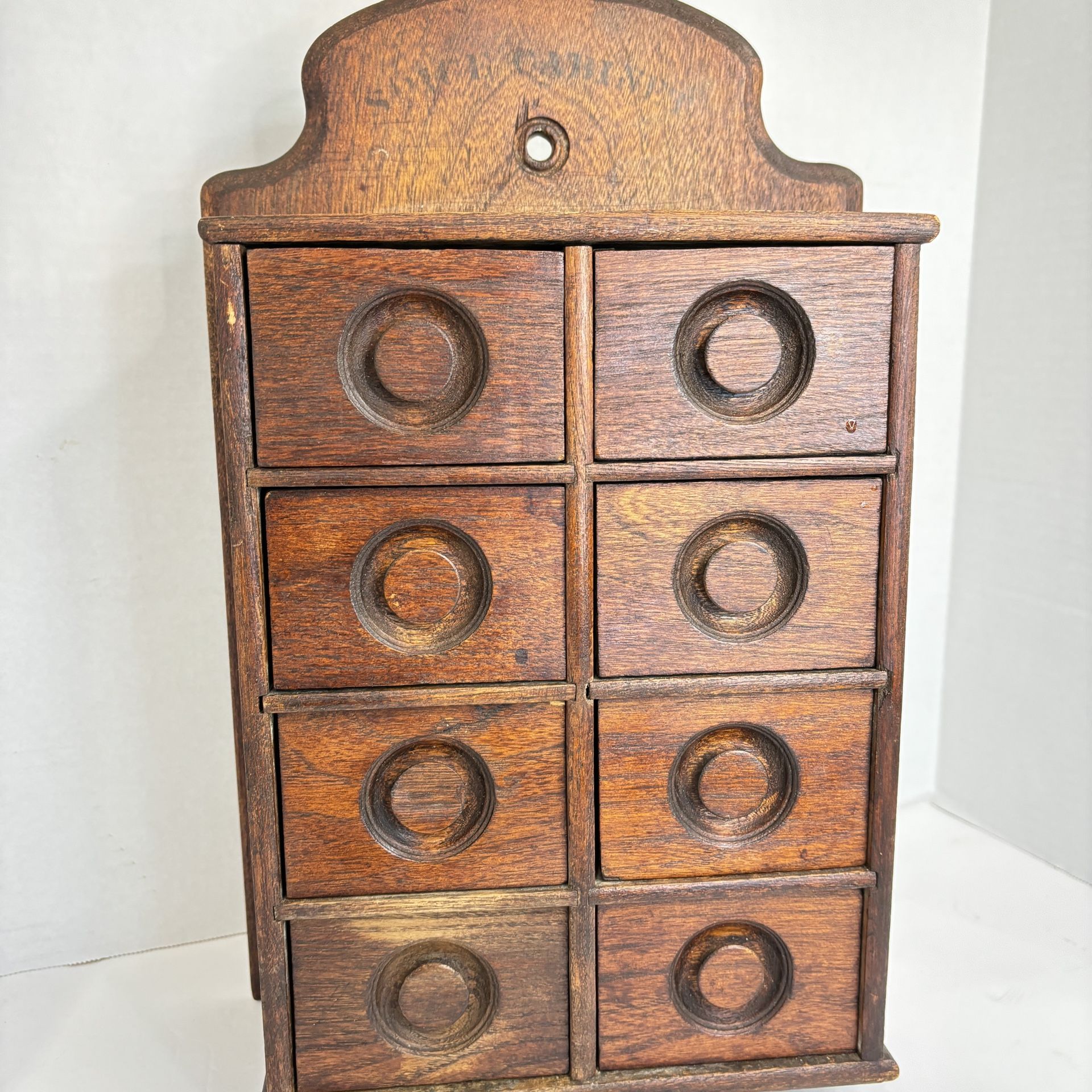 Antique Primitive Wooden Spice Cabinet/Cupboard/Chest/Apothecary, 8 drawer