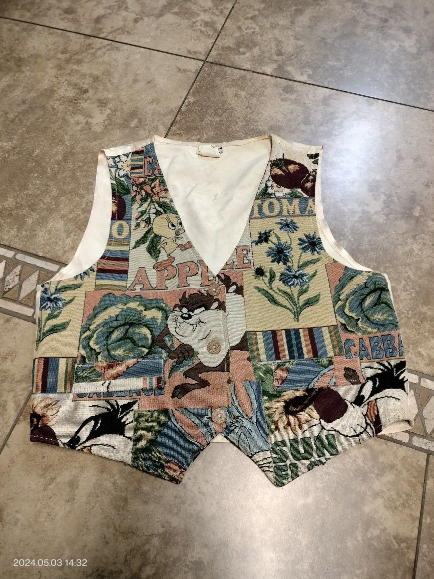 Looney Tunes Vintage Tapestry Vest Men Size L