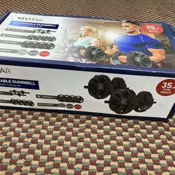 Vivitar Adjustable Dumbell Complete Weight Training Set 35 Lbs Total Weight New