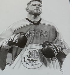 Lot Of 5 Original Boxing Art Drawings And Paintings Camelo Roy Jones Gatti Katie