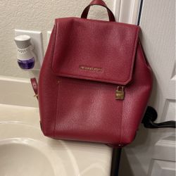 Authentic Used Michael Kors Leather Burgundy Backpack Purse 