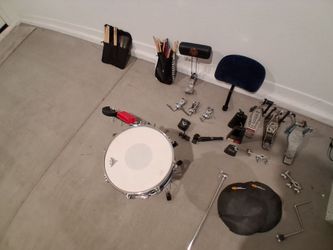 Drum Misc Cymbal Clamps, PDP Snare, Backrest Parts, DW Stick bag w/4 pairs n brushes n more,