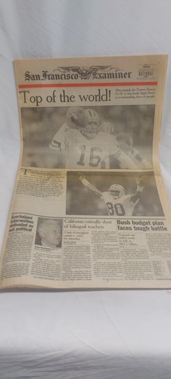 Vintage SF Examiner, 49er's "Top of the World" Superbowl newspaper, 1990