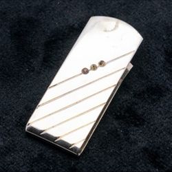 Vintage 70's silver plated money clip with rhinestones