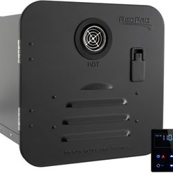 RecPro RV Tankless Hot Water Heater | 60,000 BTU | On Demand Gas Heater for Campers | Remote Control (15" Door, Black)

