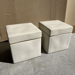 Two Ceramic Grey Box Containers