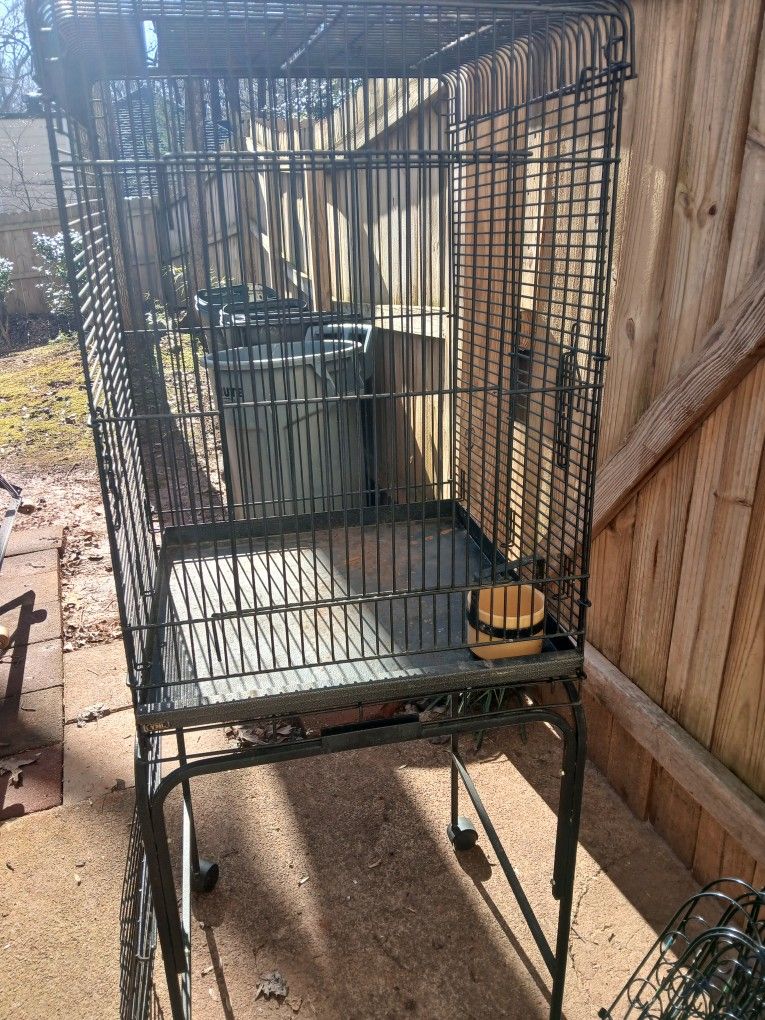 Bird Cage On Wheels Two Pieces