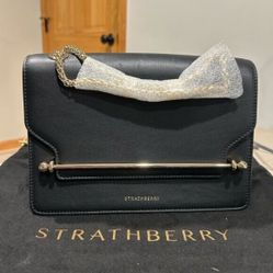 Strathberry Black Leather Shoulder Bag - East West Mini NWOT