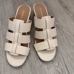 Aerosoles white sandal heels