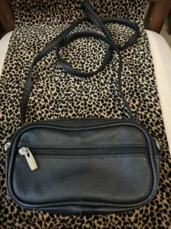 Black Leather Crossbody Bag Small