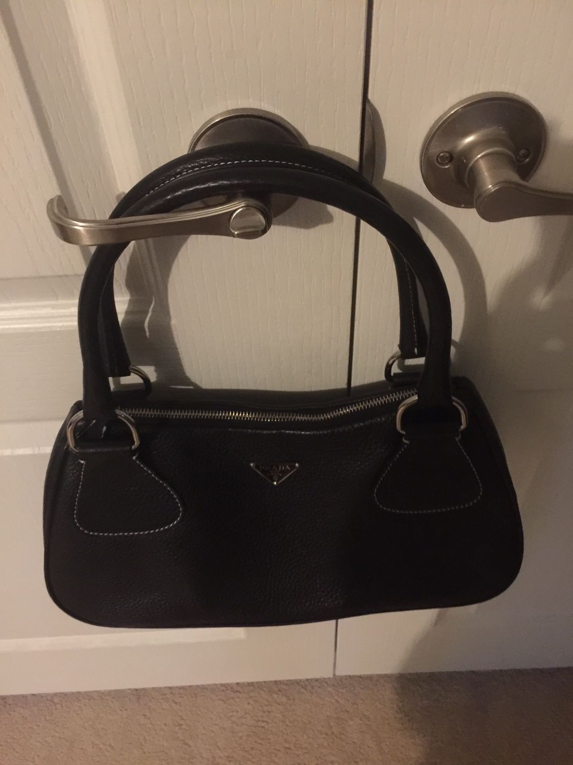 Prada Authentic  Leather Handbag  In Black  Comes With A Dust Bag 