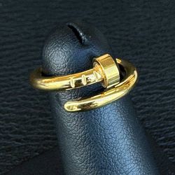 Stainless steel gold tone NAIL RING Size 5 