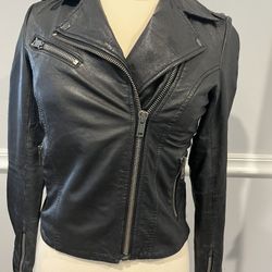 Women’s Zara Leather Motorcycle Jacket 
