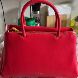 New Kate Spade Leather Satchel in Red
