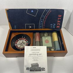 Casino Style Roulette Set in Wooden Box