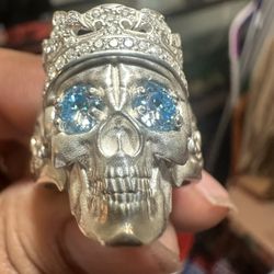 King Skull Ring 925 Size 10