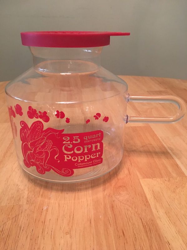 Catamount Microwave Glass Popcorn Corn Popper Maker 2.5 Quart With Lid