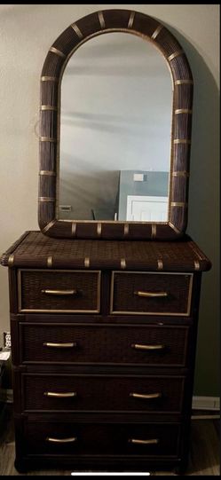 Wicker Mirror & Chest