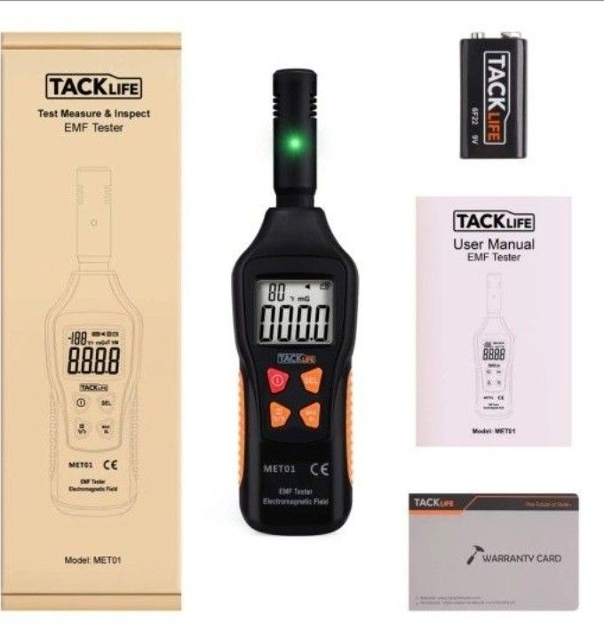 TACKLIFE Meter, Electromagnetic Field Radiation Detector 5HZ—3500MHz With 3 Levels Sound-Light Alarm - MET01