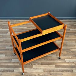 Mid-Century Danish Modern Teak Removable Sliding Tray Serving Cart, c.1960’s - Delivery Available
