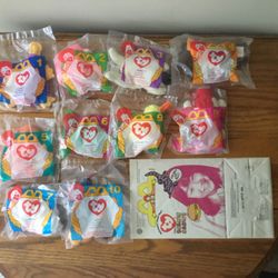 Year 1996 Complete Set McDonald’s TY Teenie Beanies Mint In Package With Happy Meal Bag!