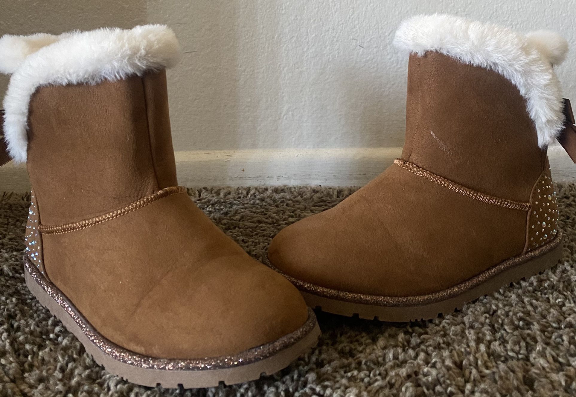 Girls Brown Fur Boots 