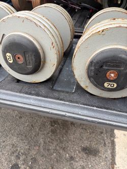 70 pound dumbbell pair