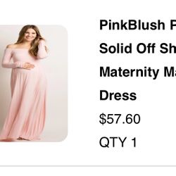 Pink Off The Shoulder Maternity Dress-Large