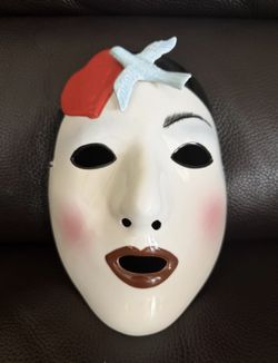 Vtg 80's Vandor Pelzman Design Ceramic Mask Heart And Bird 1985 Japan Rare