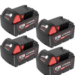 4Packs 18 Volt 8000mAh Replacement for Milwaukee 18V Battery Lithium ion Compatible with Milwaukee 18 Volt Battery 8.0Ah 48-11-1850 48-11-1840 48-11-1