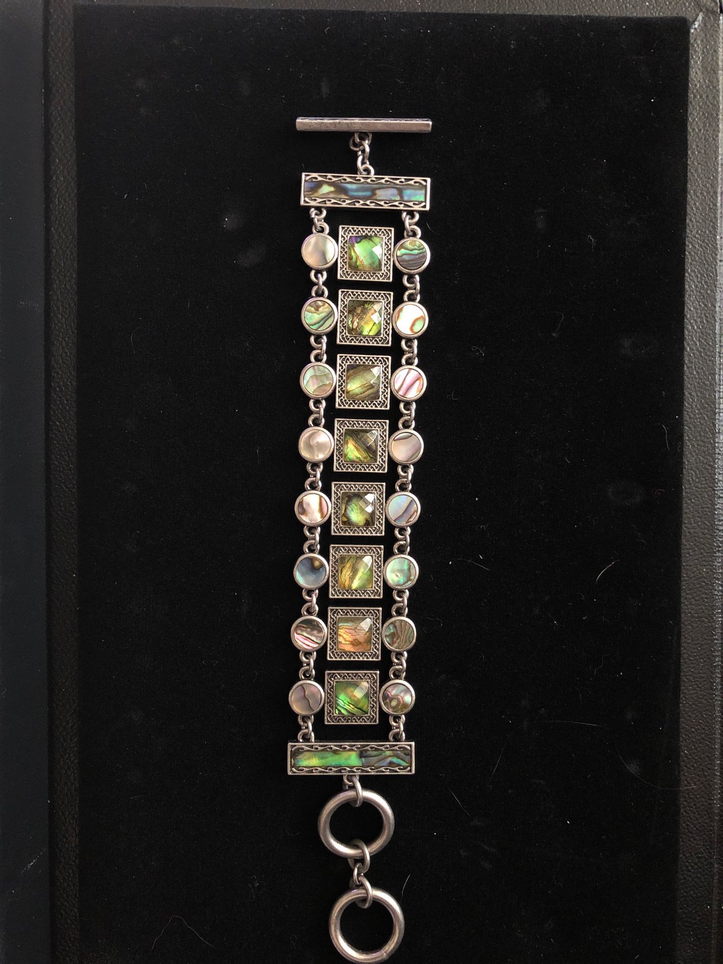 Beautiful, colorful stone & silver bracelet