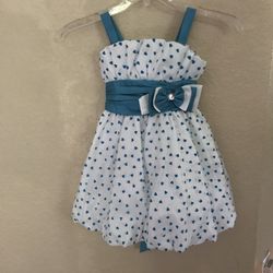 white/Turquoise dress with hearts