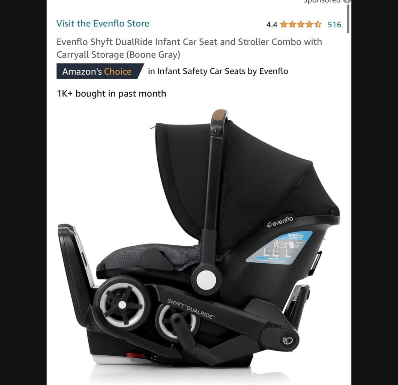 Infant Car seat Evenflo Dual Ride 