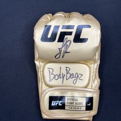 Joe Pyfer Signedd/Autographed UFC Gloves  Gold and Black “Bodybagz”