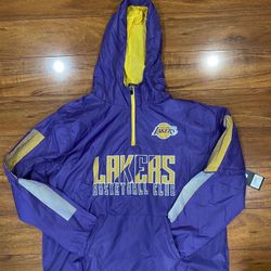 Los Angles Lakers Basketball Club 1/4 Zip Fleece Windbreaker Jacket Logo NWT