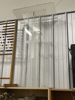 Clear Podium Plexiglass Lecturn Transparent Church Pulpit with Christian Church White Cross Trinity Style