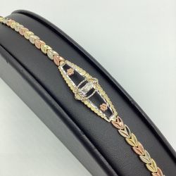 10kt Tri-Color 7.5” Religious Bracelet 7.5gr