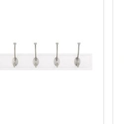 Home Decorators Collection 27 in. White Rack with 5 Satin Nickel Hooks