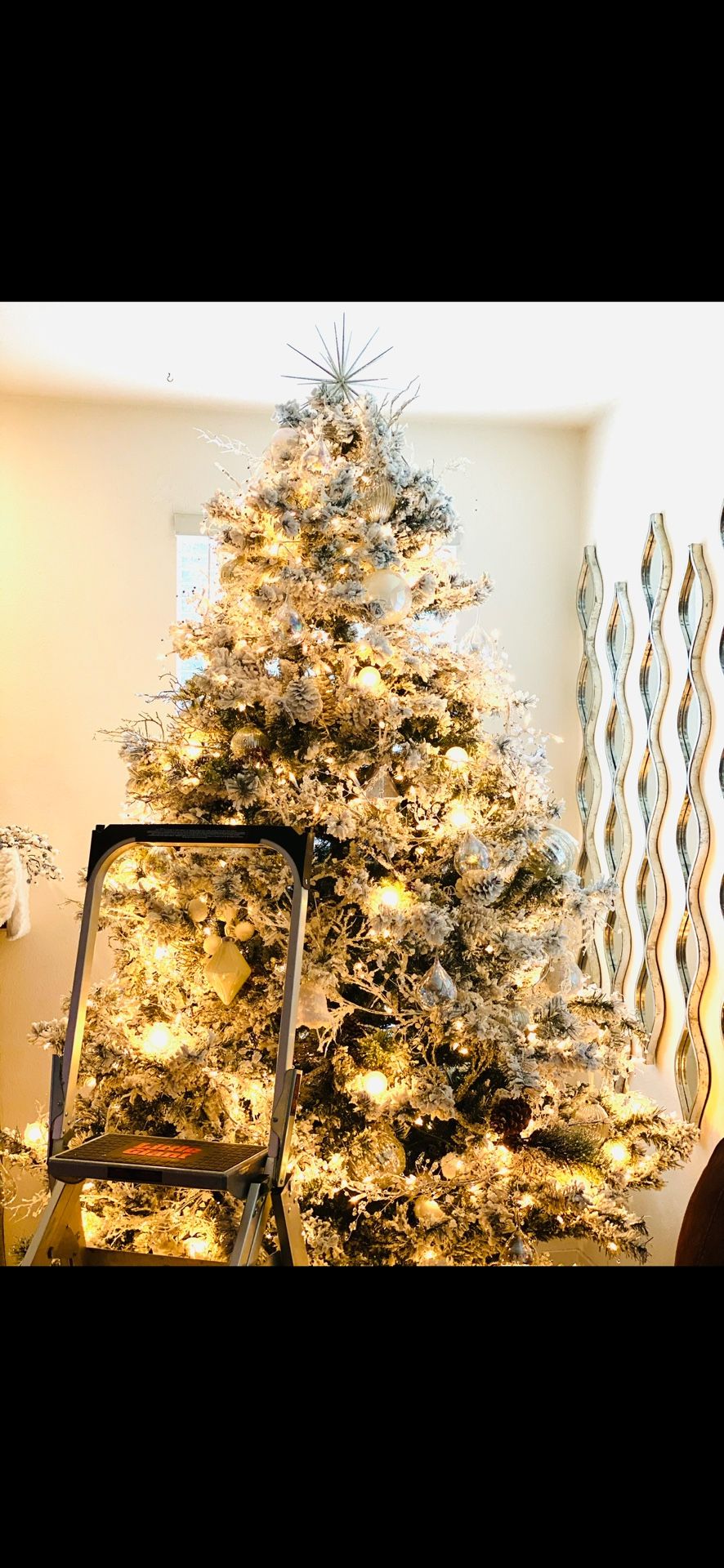 Christmas Tree Flocked Alaskan 10 Feet With Lights