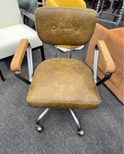 Assembled New Top Grain Leather Office Chair Swivel Seat & Tilt Backrest, 24''L x 25''D x 32” H