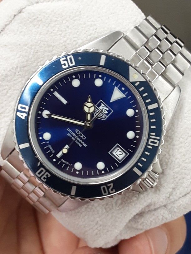 ⌚️Vintage, Electric Blue Men's Tag Heuer 1000 Prof-200m Diver's Watch 980.613N⌚️
