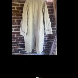 EUC Mens 46 L Chaps Ralph Lauren Beige Trench Coat button down jacket