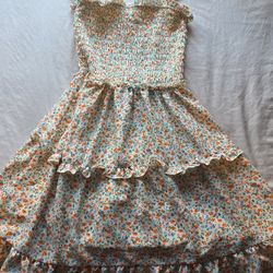 Yellow floral summer dress ( cottage core) size Small