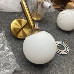 Mid-Century Modern Wall Sconce Golden Globe Glass Wall Light Vanity